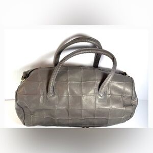 Jas M.B. London Elegant Gray Leather Weekender Duffle